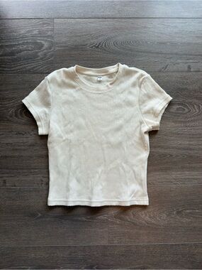 Uniqlo Ribbed Mini T-shirt (Off White)
